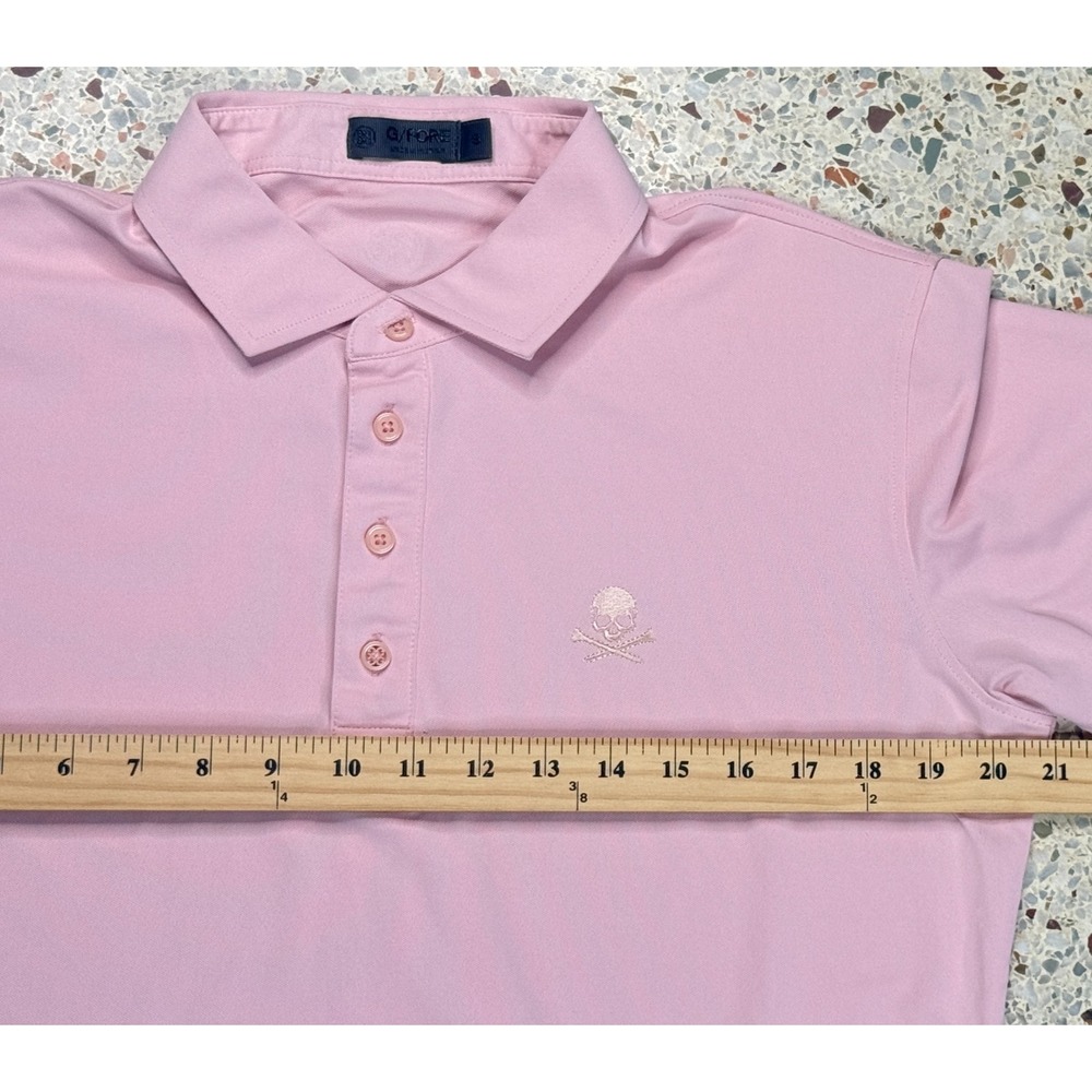 G/Fore Men's Pink Embroidered Skull & Golf Tees Short Sleeve Polo Shirt Size S - Picture 6 of 8